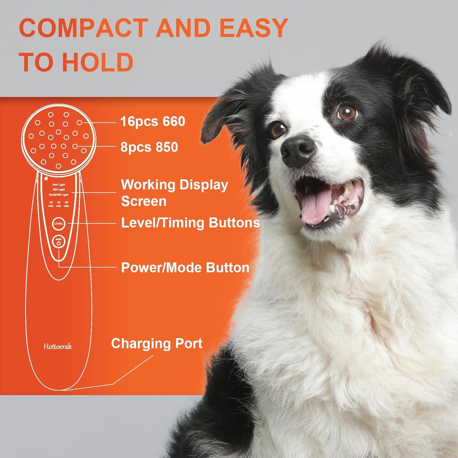 Portable Red Light Therapy, Handheld Red Light Therapy for Body, near Infrared Light Therapy 660Nm & 850Nm at Home, Sliver