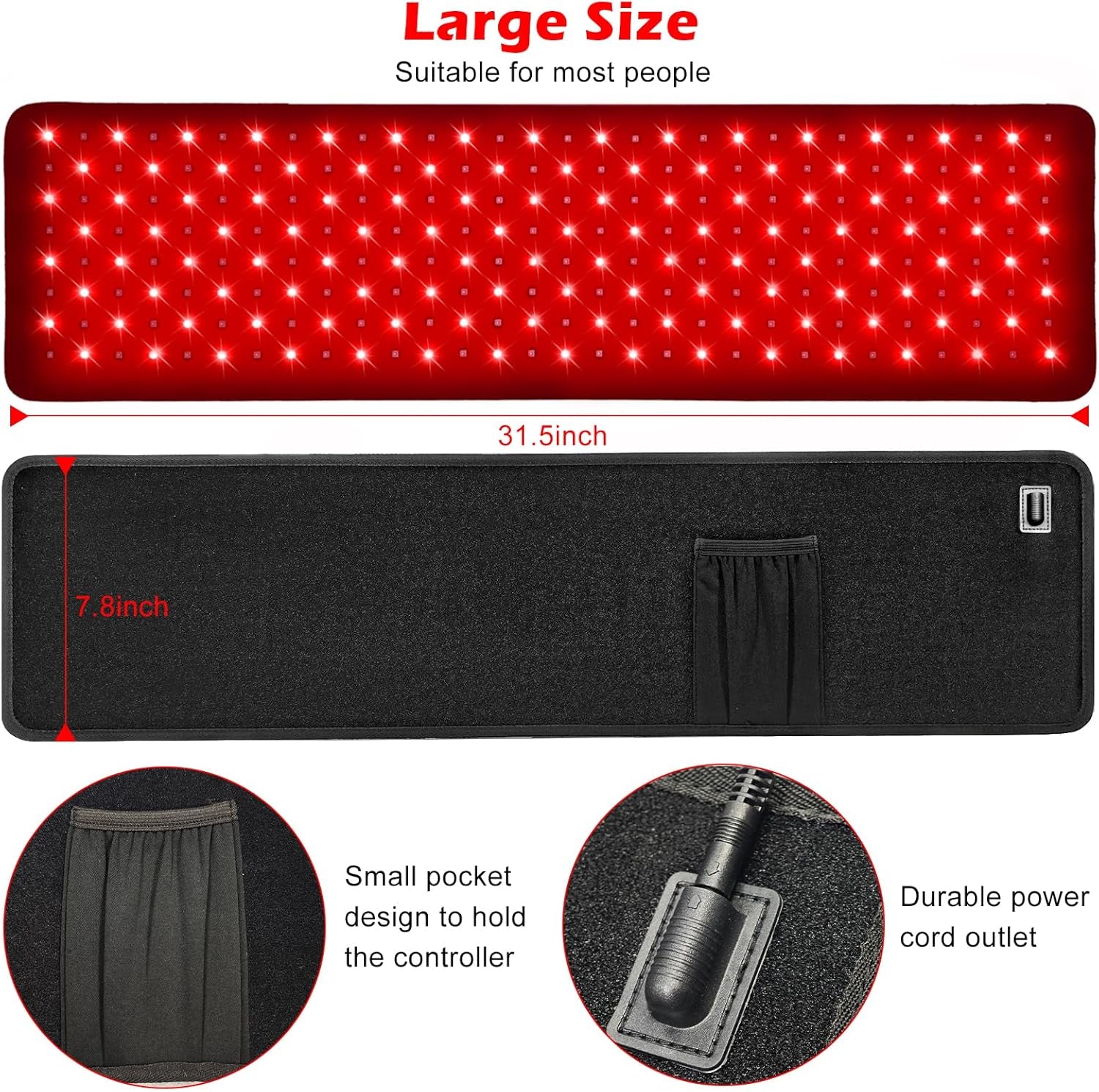 Red Light Therapy for Body,Relieve Body Pain and Muscle Fatigue,Retractable Red Light Therapy Belt, Portable Infrared Light Therapy Device at Home