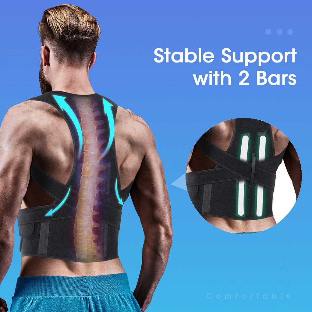Posture Corrector Upper and Lower Back Support Belt Unisex Compression, Black
