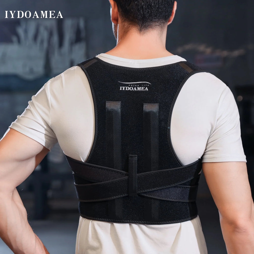 Posture Corrector Upper and Lower Back Support Belt Unisex Compression, Black