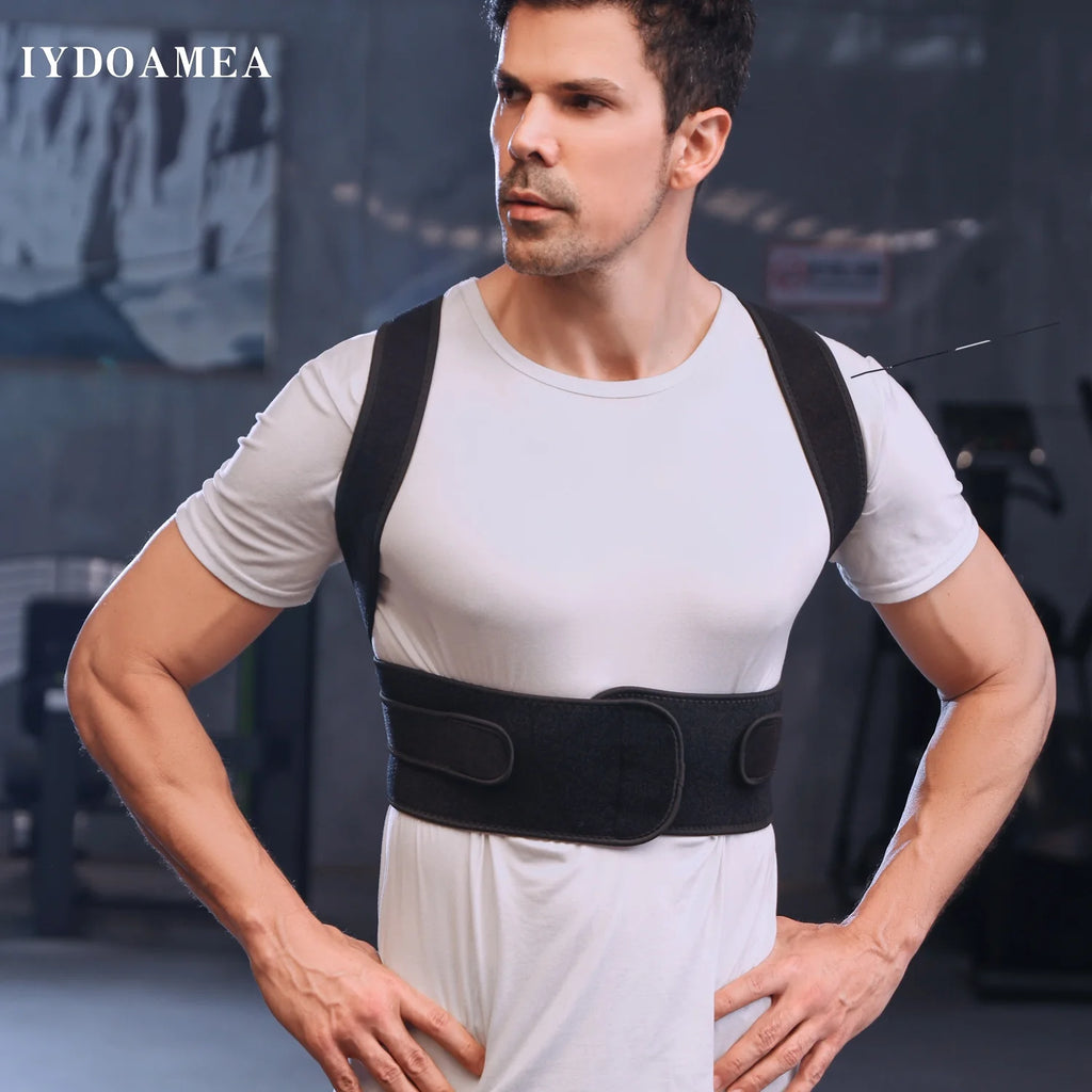 Posture Corrector Upper and Lower Back Support Belt Unisex Compression, Black
