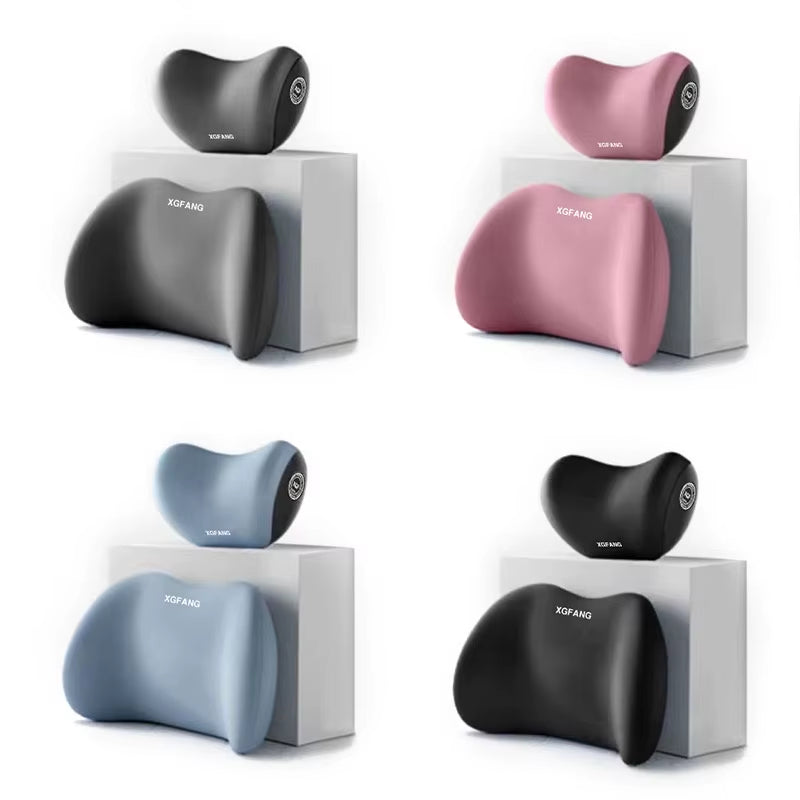 Car Back Cushion Lumbar Support and Neck Pillow Kit, Memory Foam Ergonomic Cushion for Lower Back Support Cervical Headrest