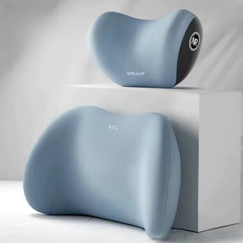 Car Back Cushion Lumbar Support and Neck Pillow Kit, Memory Foam Ergonomic Cushion for Lower Back Support Cervical Headrest