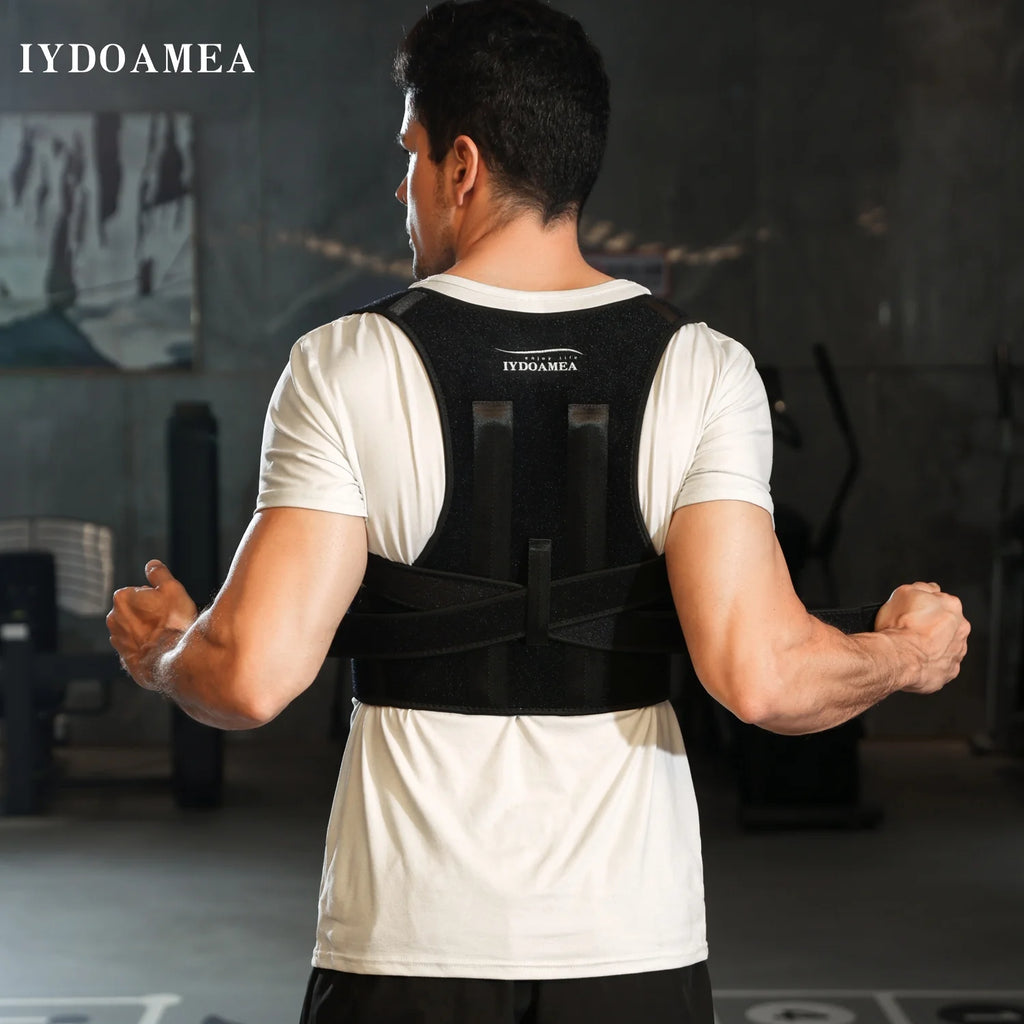 Posture Corrector Upper and Lower Back Support Belt Unisex Compression, Black