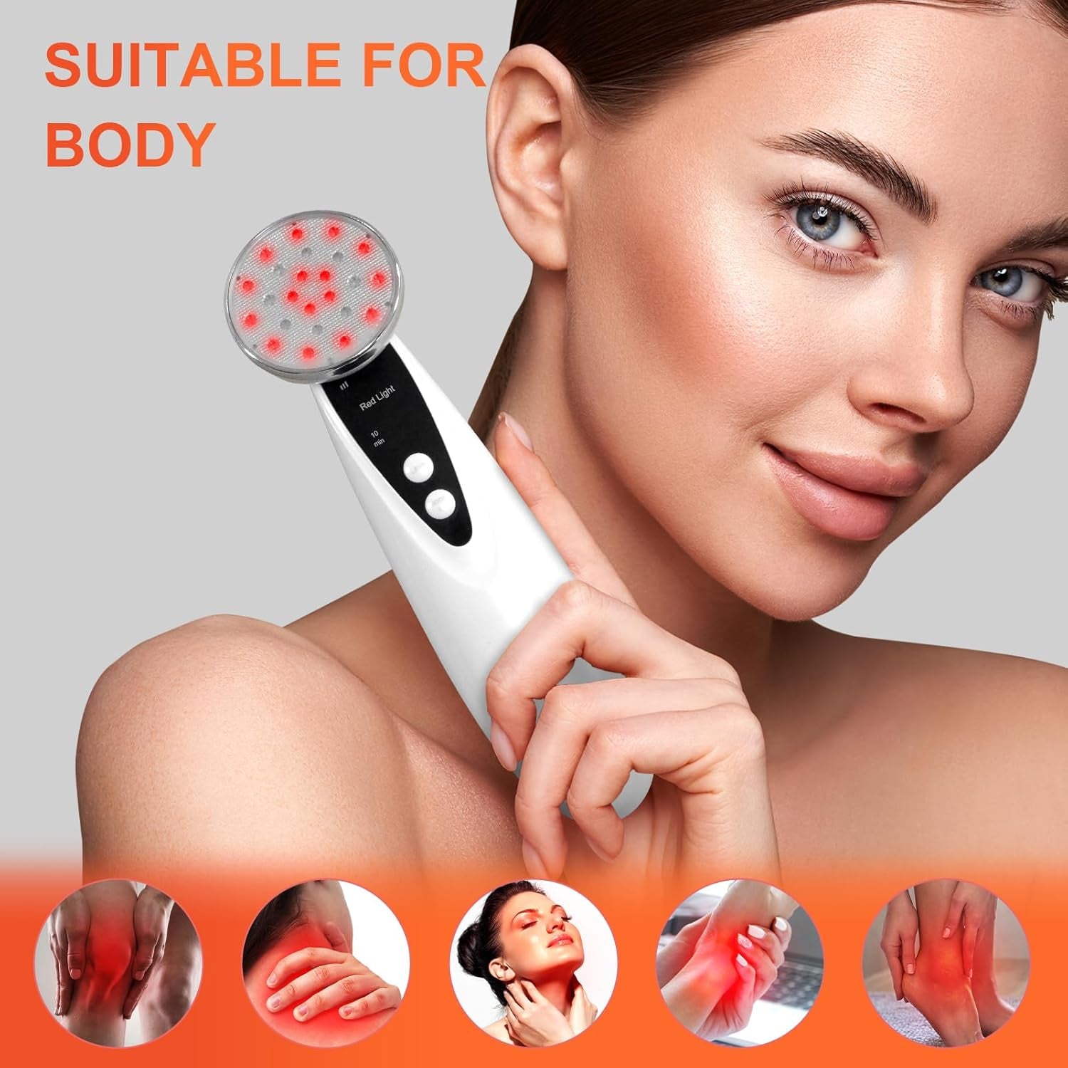 Portable Red Light Therapy, Handheld Red Light Therapy for Body, near Infrared Light Therapy 660Nm & 850Nm at Home, Sliver