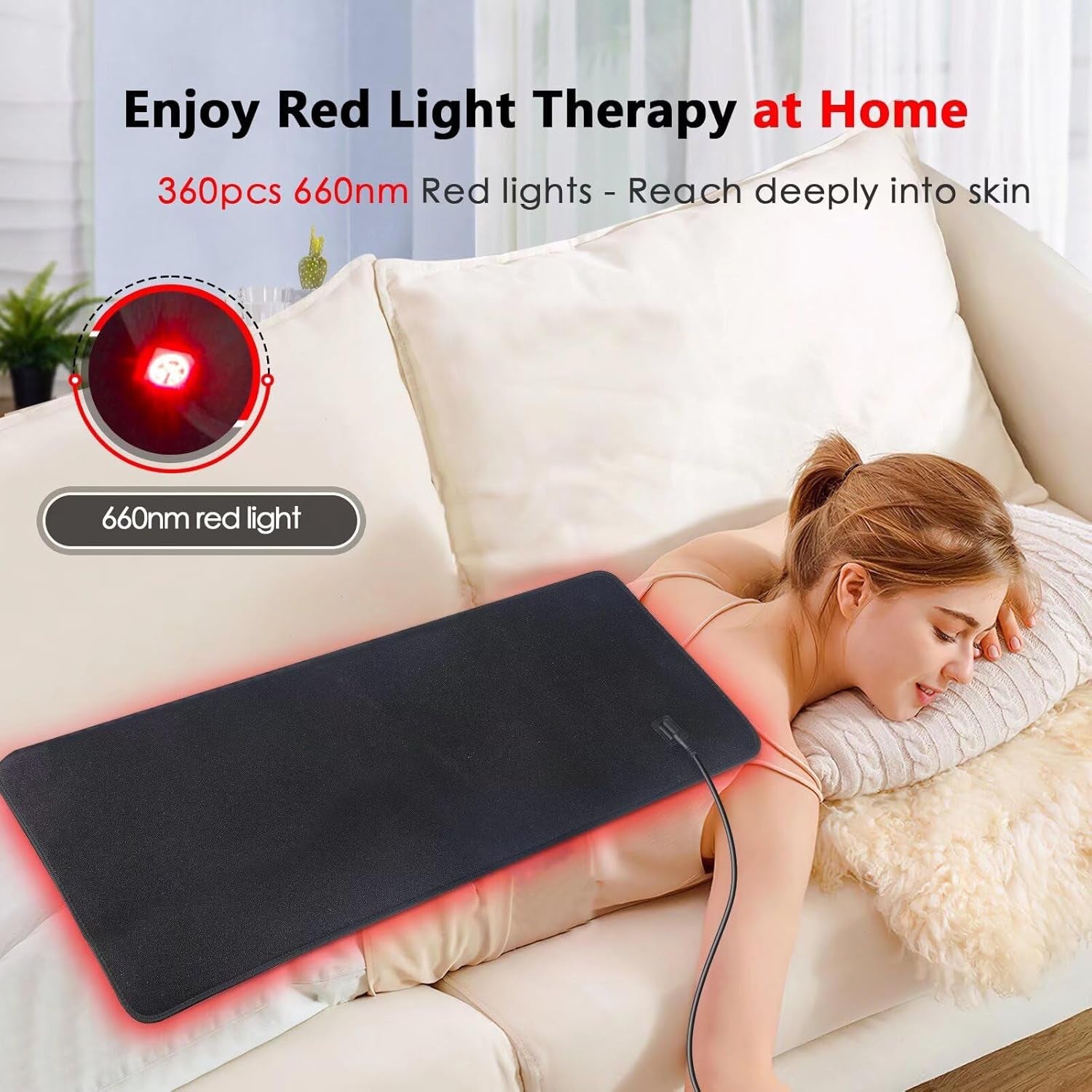 Red Light Therapy Mat for Body - 360 Leds Large Red & Infrared Light Therapy Pad Blanket with Infrared Light 850Nm & 660Nm for Full Body Waist Shoulder Muscle