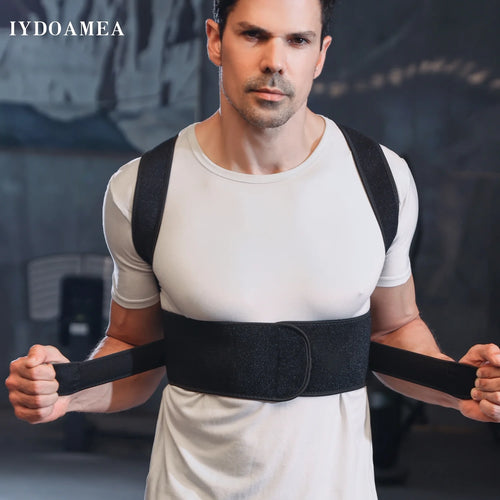 Posture Corrector Upper and Lower Back Support Belt Unisex Compression, Black